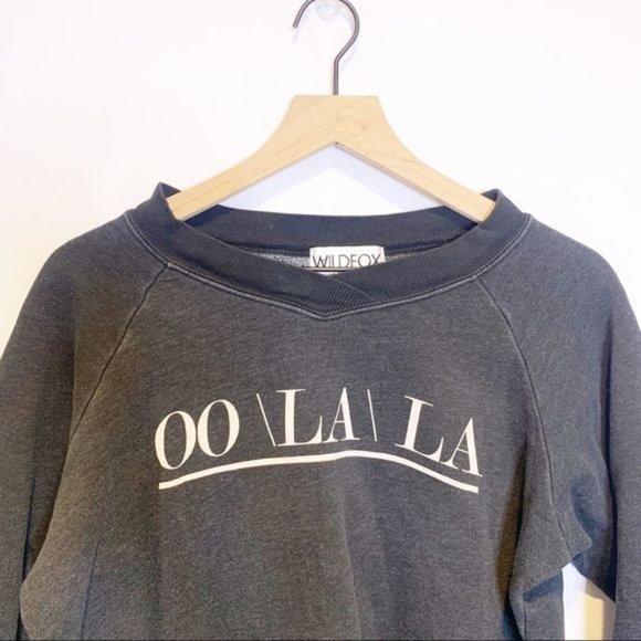 Wildfox Dark Grey Oo La La Graphic Front Long Sleeve Crewneck Sweatshirt Small - Picture 4 of 11